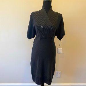 NWT Calvin Klein Charcoal Grey Short Sleeved Ribbed Sweater Dress Small